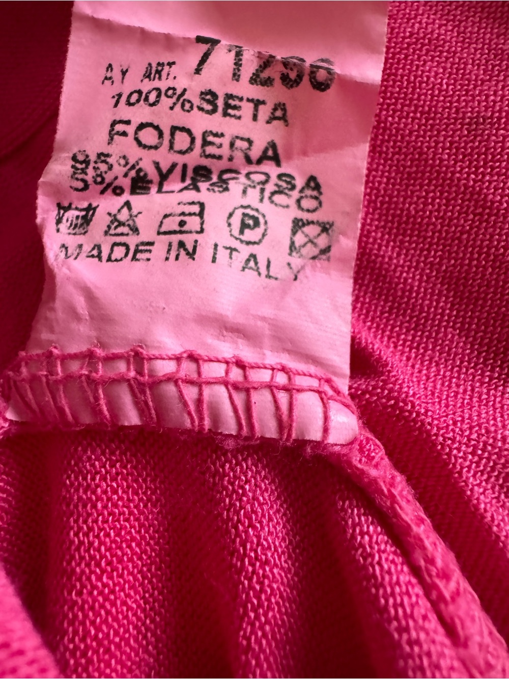 Flowy Boho Off-the-shoulder Fuchsia 100% Silk Blouse with Ruffle Detail - Picture 5 of 6